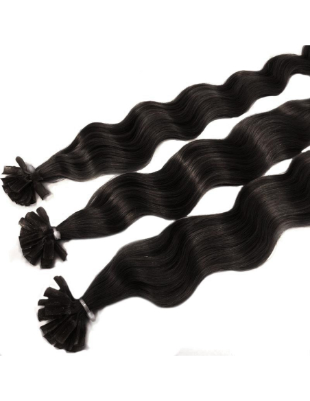 Extensiones de queratina de pelo rizado 50 cm - moreno natural