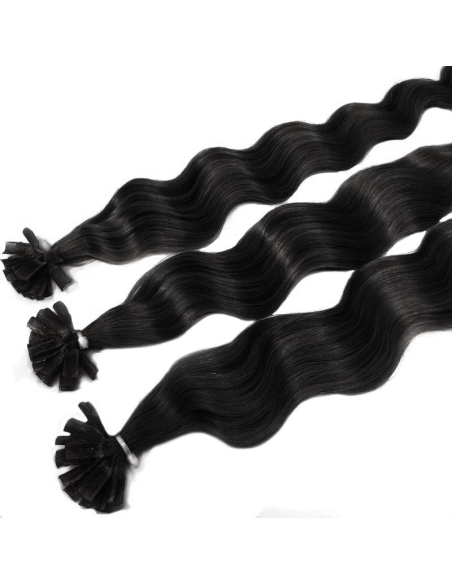 Extensiones de queratina de pelo rizado 50 cm - negro