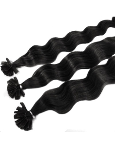 Extensiones de queratina de pelo rizado 60 cm - negro