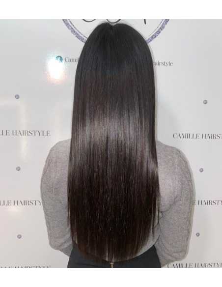 Extensiones de queratina de pelo liso 63 cm - marrón