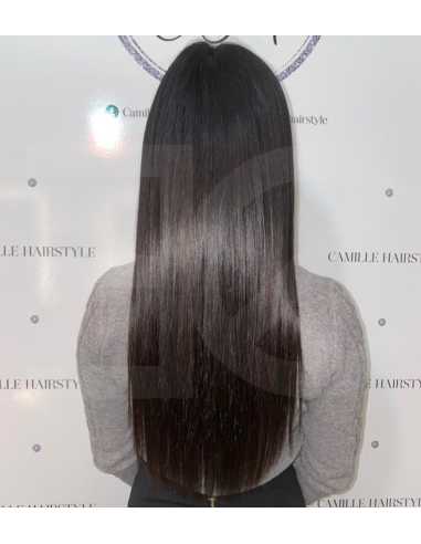 Extensiones de queratina de pelo liso 73 cm - moreno natural