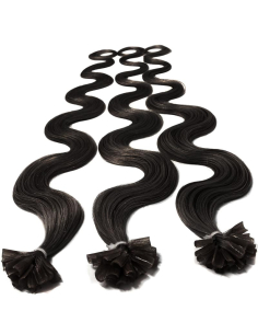 Extensiones de queratina de pelo ondulado 50 cm - moreno natural