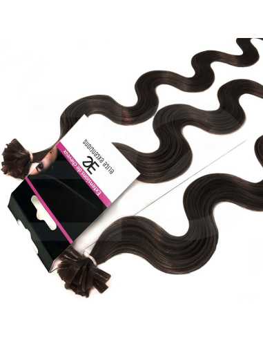 Extensiones de queratina de pelo ondulado 50 cm - castaño oscuro