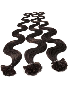 Extensiones de queratina de pelo ondulado 50 cm - castaño oscuro