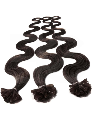 Extensiones de queratina de pelo ondulado 50 cm - castaño oscuro