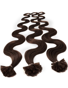 Extensiones de queratina de pelo ondulado 50 cm - chocolate