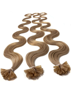Extensiones de queratina de pelo ondulado 50 cm - rubio dorado