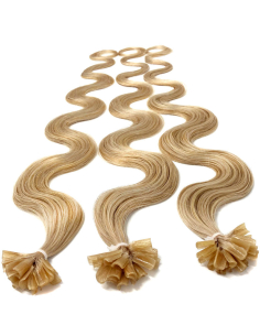 Extensiones de queratina de pelo ondulado 50 cm - rubio