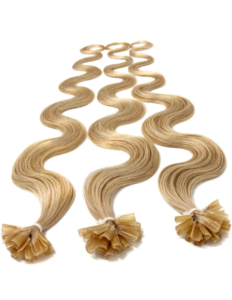 Extensiones de queratina de pelo ondulado 50 cm - rubio