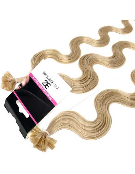 Extensiones de queratina de pelo ondulado 50 cm - rubio ceniza