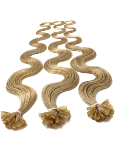 Extensiones de queratina de pelo ondulado 50 cm - rubio ceniza