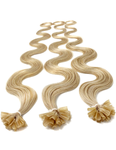 Extensiones de queratina de pelo ondulado 50 cm - rubio claro