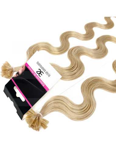 Extensiones de queratina de pelo ondulado 63 cm 1 g - rubio claro
