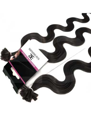 Extensiones de queratina de pelo ondulado 63 cm - moreno natural