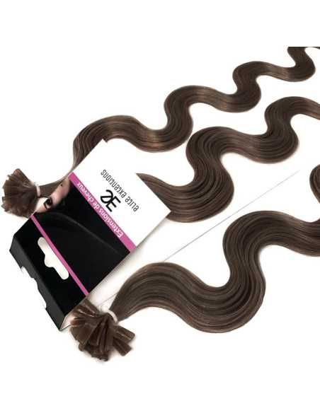 Extensiones de queratina de pelo ondulado 63 cm - castaño avellana