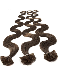 Extensión de queratina pelo ondulado 63 cmExtensiones de queratina de pelo ondulado 63 cm - castaño avellana - castaño avellana