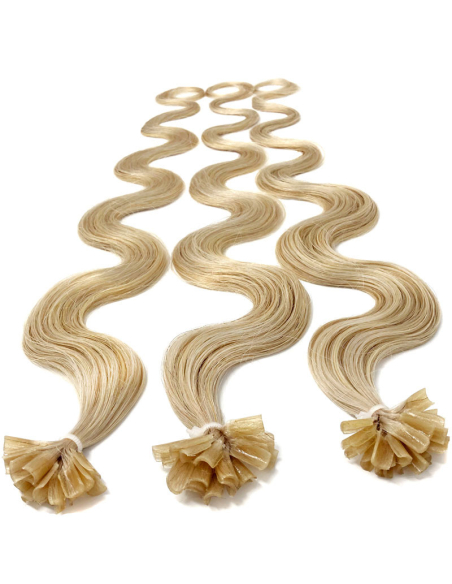 Extensiones de queratina de pelo ondulado 63 cm - rubio claro