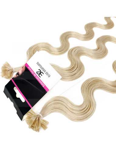 Extensiones de queratina de pelo ondulado 63 cm - rubio platino