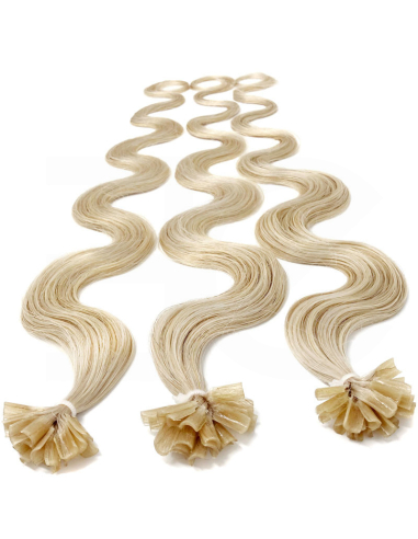 Extensiones de queratina de pelo ondulado 63 cm - rubio platino