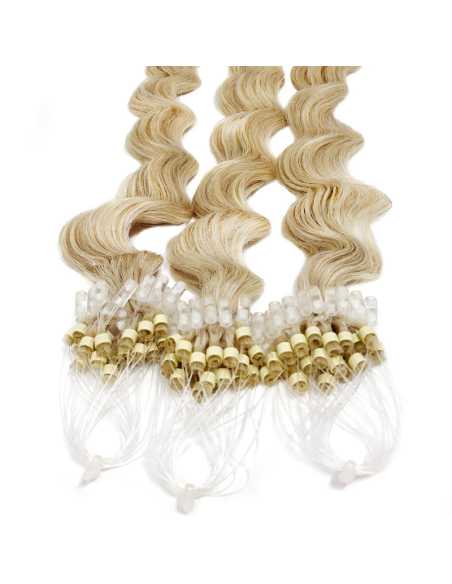 Extensiones de micro loop de pelo rizado 61 cm - rubio claro