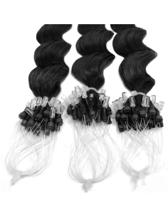 Extensiones de micro loop de pelo rizado 61 cm - negro 2