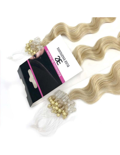 Extensiones de micro loop de pelo rizado 61 cm - rubio claro