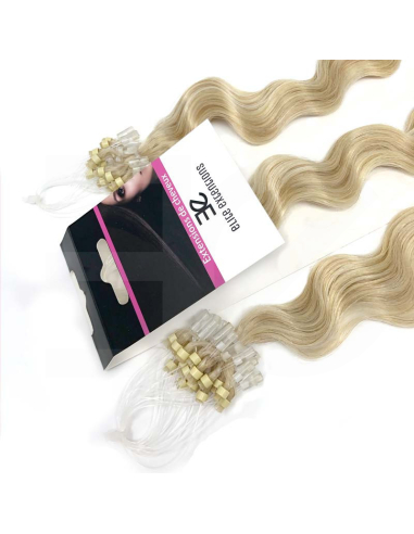 Extensiones de micro loop de pelo rizado 61 cm - rubio claro