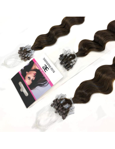 Extensiones de micro loop de pelo rizado 61 cm - chocolate