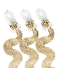 Extensiones de micro loop de pelo ondulado 48 cm - rubio claro