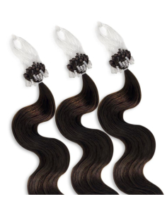 Extensiones de micro loop de pelo ondulado 48 cm - chocolate