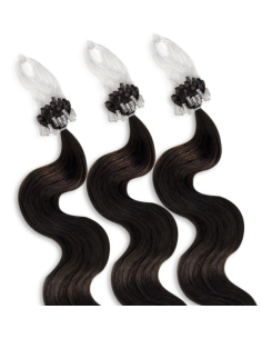 Extensiones de micro loop de pelo ondulado 48 cm - castaño oscuro