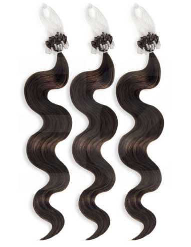 Extensiones de micro loop de pelo ondulado 48 cm - chocolate