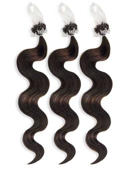 Extensiones de micro loop de pelo ondulado 48 cm - chocolate