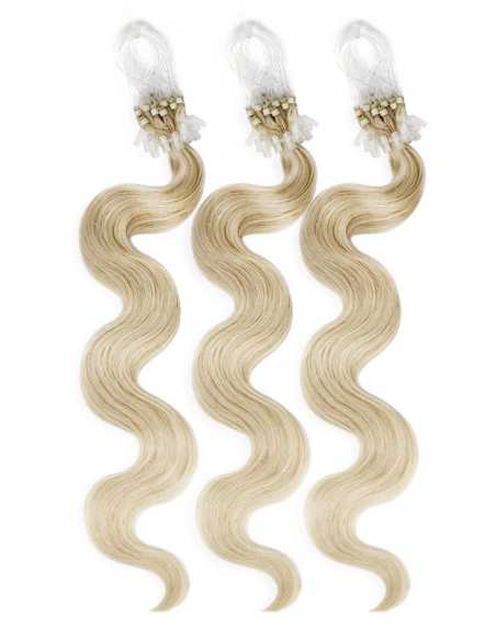 Extensiones de micro loop de pelo ondulado 61 cm - rubio claro
