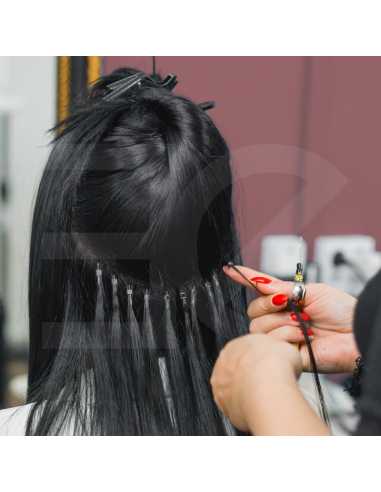 Extensiones de micro ring de pelo rizado 60 cm - castaño claro