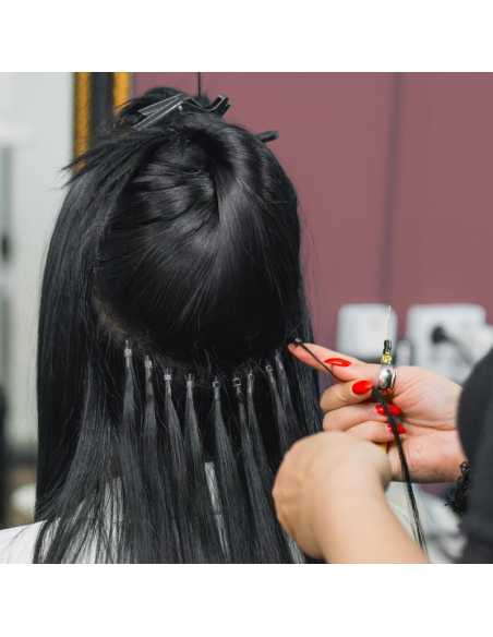 Extensiones de micro ring de pelo liso 50 cm 1 g - negro