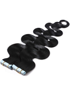 Extensiones adhesivas de pelo ondulado 48 cm - negro