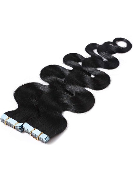 Extensiones adhesivas de pelo ondulado 48 cm - negro