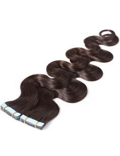 Extensiones adhesivas de pelo ondulado 48 cm - castaño oscuro