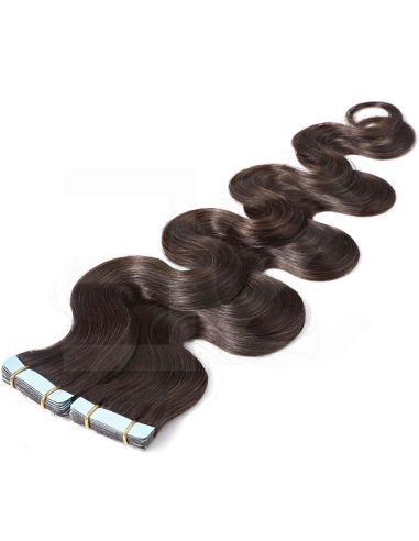 Extensiones adhesivas de pelo ondulado 48 cm - castaño oscuro