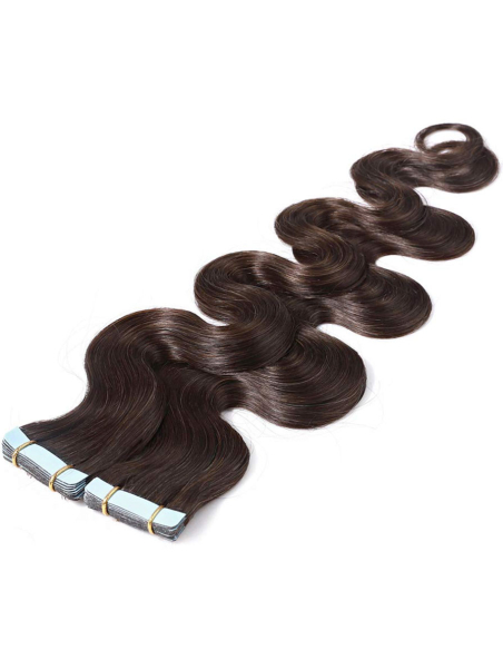 Extensiones adhesivas de pelo ondulado 48 cm - castaño oscuro