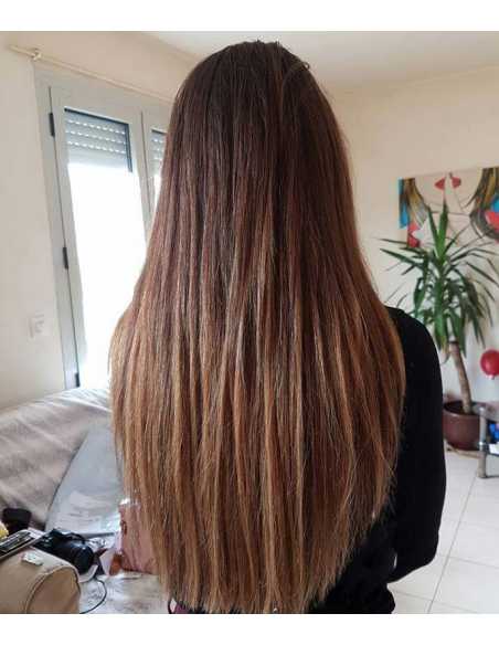 Extensiones adhesivas de pelo liso 63 cm - castaño claro