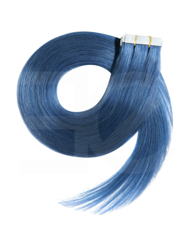 Extensiones de pelo liso doble cara 50 cm - azul