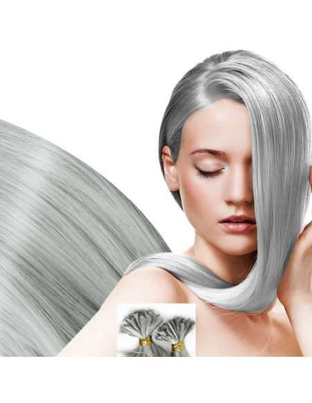 Extensiones de queratina de pelo liso 50 cm - gris plateado