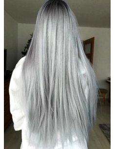 Extensiones de clip de pelo liso 53 cm - gris plateado