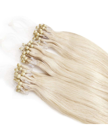 Extensiones de micro loop de pelo liso 48 cm - rubio polar
