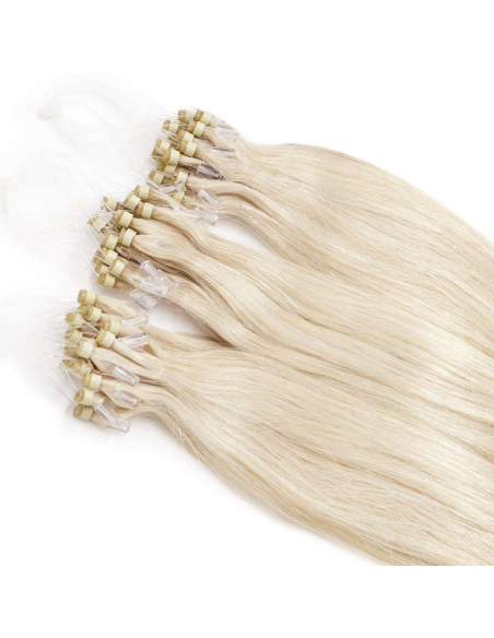 Extensiones de micro loop de pelo liso 48 cm - rubio polar