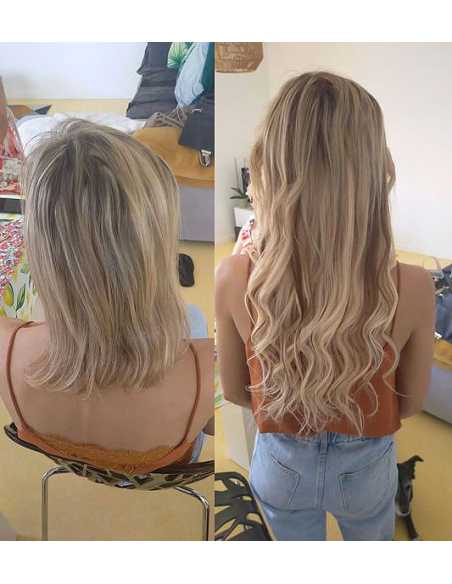 Extensiones adhesivas de pelo liso 63 cm - rubio ceniza