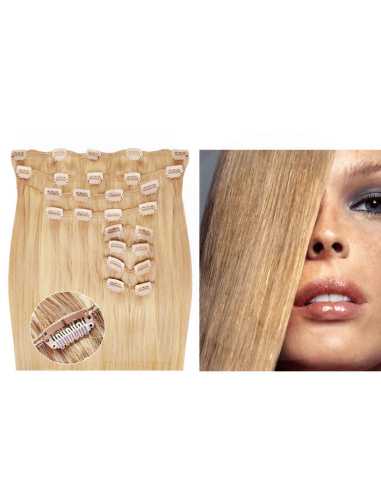 Extensiones de clip de pelo liso natural Maxi Volumen 180 g 63 cm  - rubio ceniza