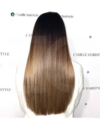 Extensiones de cortina de pelo natural liso 50 cm - castaño claro